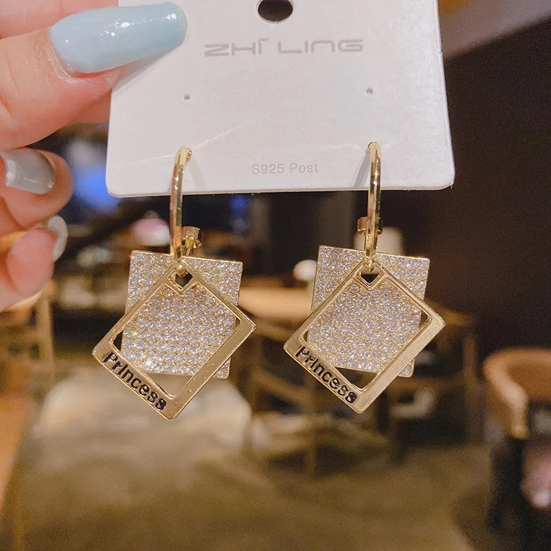 Irregular Square Dangle Earrings: Gold Color, Elegant Fashion Jewelry - Shop N Save