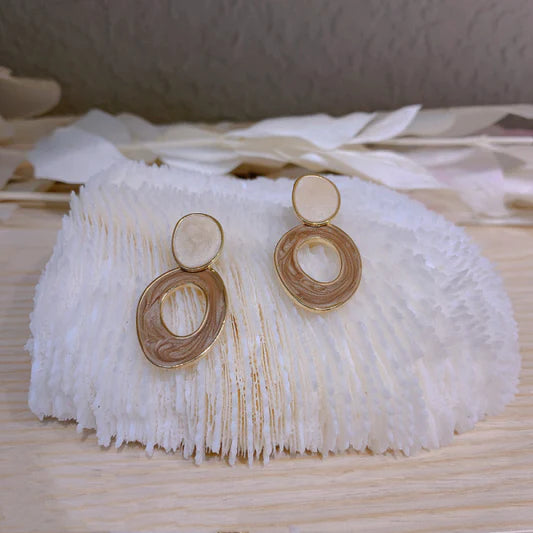 Oil Painting Design Irregular Girls Fashion Earrings - Coffee - Shop N Save