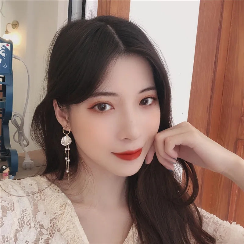 Golden Needle Pearl Studs: Classic White Earrings for Women - Shop N Save