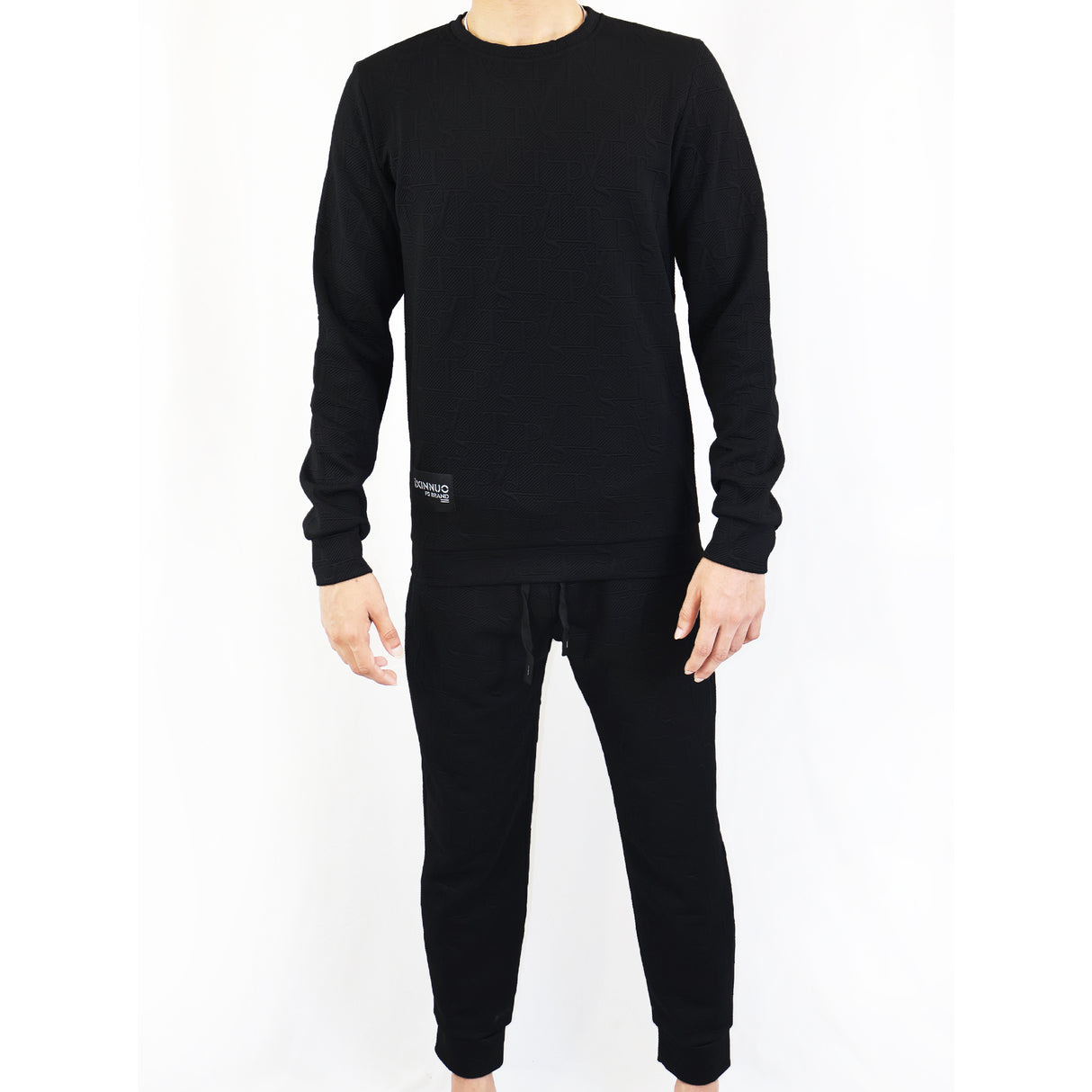 Black Men's Tracksuit Long Sleeve Pullover Jogging Track Suit Athletic Casual