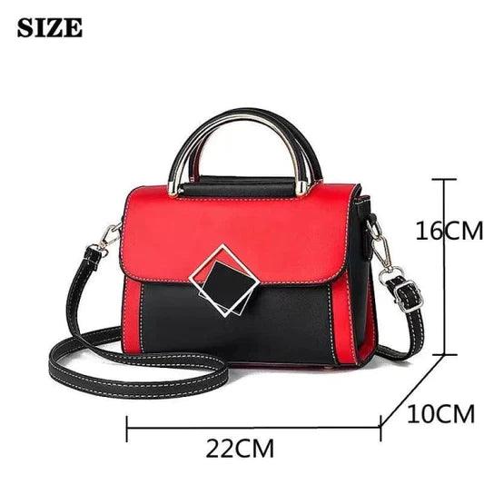 Ladies Fashion Stitching Color Handbag - Black Red - Shop N Save