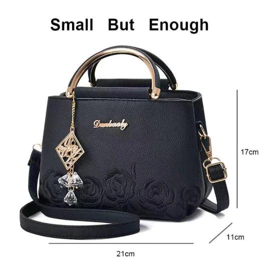 New Design Ladies Rose Embroidery Handbag - Black - Shop N Save