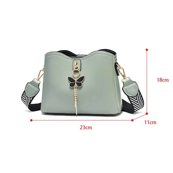 Black Wide Strap Shoulder Bag for Fashionable Women Casual and Stylish Synthetic Leather Adjustable Handle Four Compartments Zipper Closure - Shop N Save