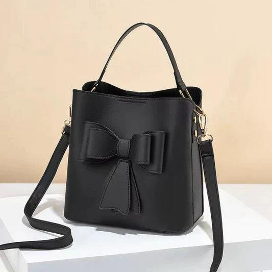 Ladies Simple Bow Decoration Handbag - Black - Shop N Save