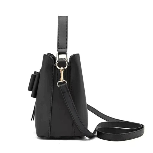 Ladies Simple Bow Decoration Handbag - Black