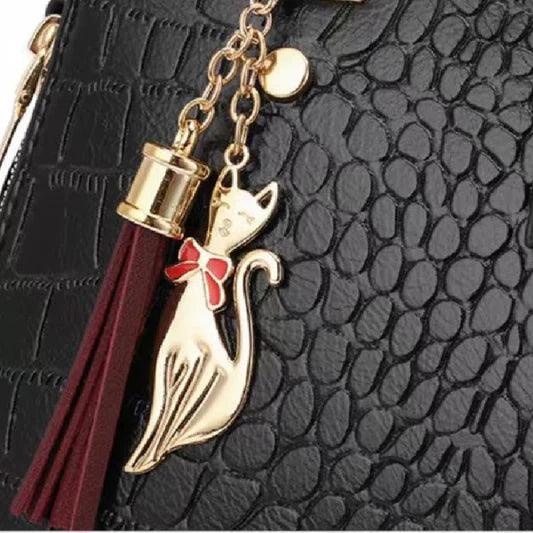 Ladies Fashion Crocodile Pattern Handbag - Wine Red - Shop N Save