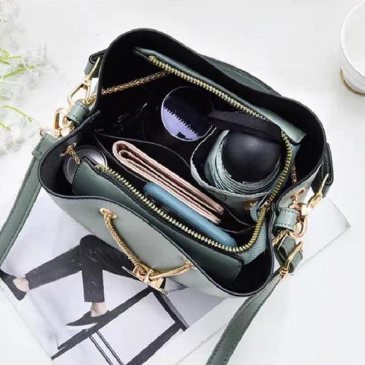 Ladies Simple Chain With Bow Fashion Handbag - Cream White - Shop N Save