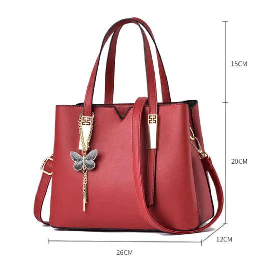 Large Capacity Solid Color Popular Handbag - Wine Red - Shop N Save