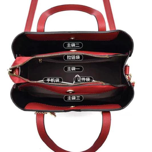 Large Capacity Solid Color Popular Handbag - Wine Red - Shop N Save