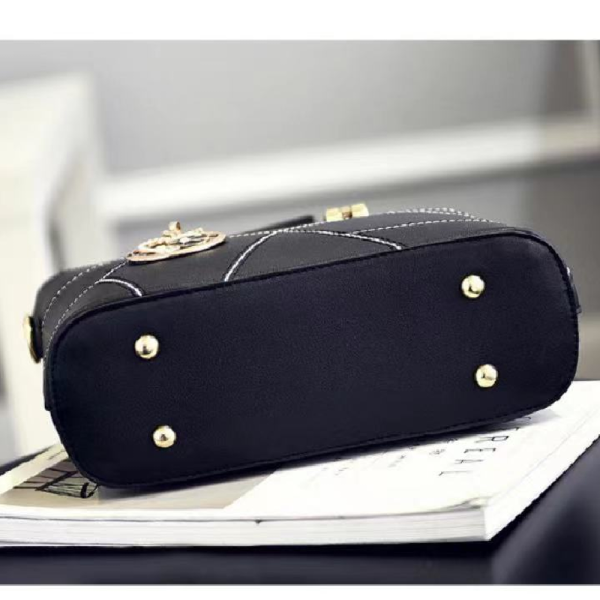 Cream White Geometric Luxury Handbag with Tassel Women's Casual Double Handle Zipper Closure Synthetic Leather Three Compartments - Shop N Save