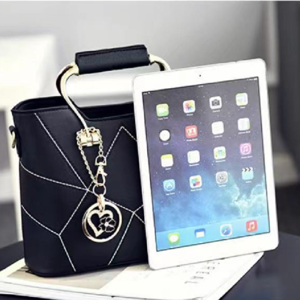 Cream White Geometric Luxury Handbag with Tassel Women's Casual Double Handle Zipper Closure Synthetic Leather Three Compartments - Shop N Save