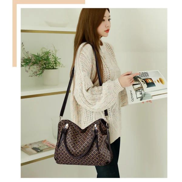 Large Capacity Handbag: Stylish, Synthetic Leather, Zip Closure - Shop N Save