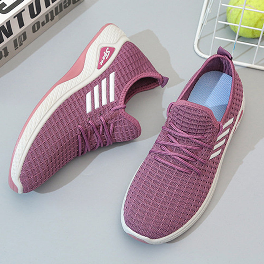 Mesh Lace-Up Sneakers for Women Lightweight Breathable Non-Slip Soft And Comfortable Shoes For Walking Running Jogging Exercise Gym and Outdoor Office Casual Shoes - Purple