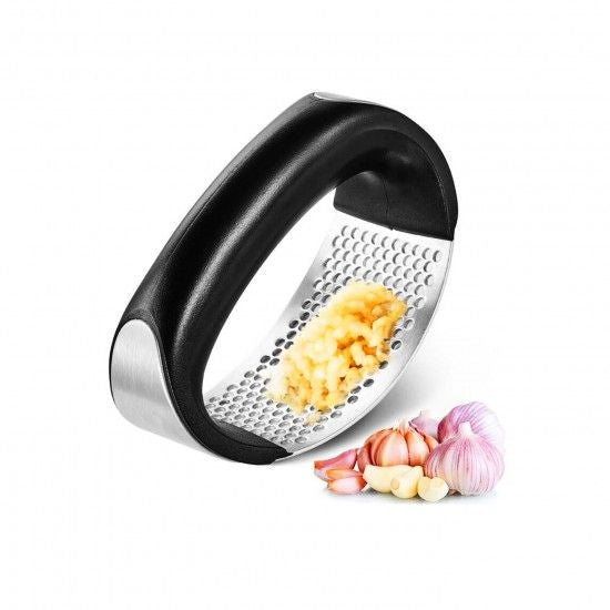 Garlic Presses 3 in 1 Manual Stainless Steel Ginger Chopper with Ergonomic Handle Black