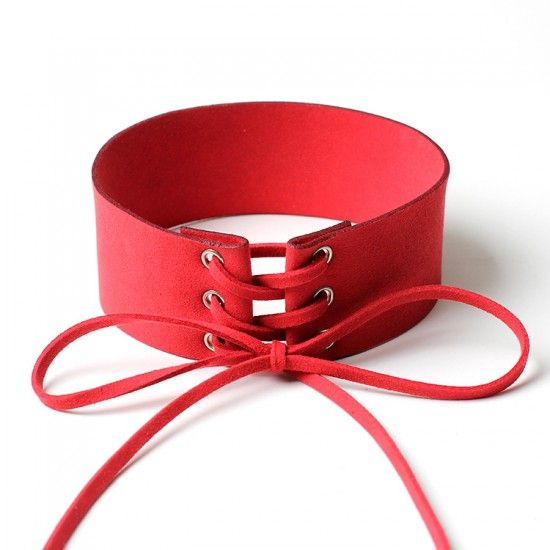 Wide Choker Necklace Belt Chokers Necklaces Tied red