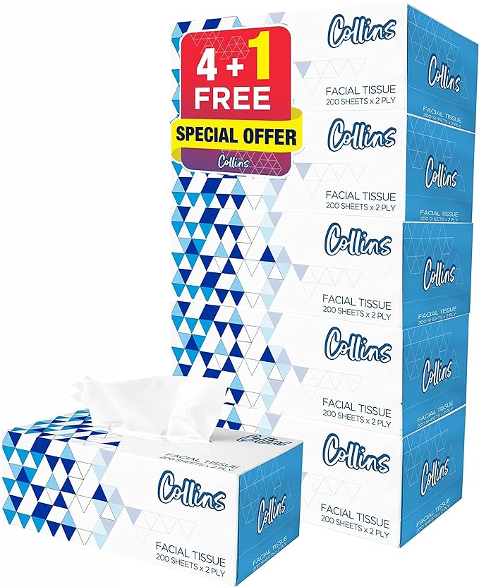 Collins 200 Sheets Facial Tissue Extreme 6000 Sheets Bulk Box, Tissue Paper Soft Durable Daily Use Tissue Fine Quality Soft Tissue Premium Quality Tissue Boxes Bulk Pack - Shop N Save