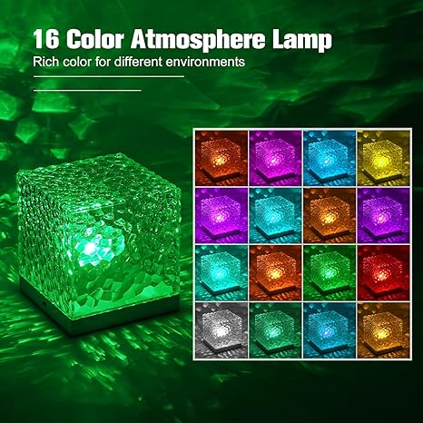 Crystal Touch Lamp: Modern Cube Night Light, 16 Colors, USB Rechargeable - Shop N Save