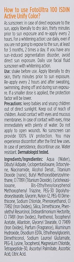 ISDIN FOTO ULTRA 100 ACTIVE SUNSCREEN UNIFY FUSION FLUID COLOR 50 ML - Shop N Save