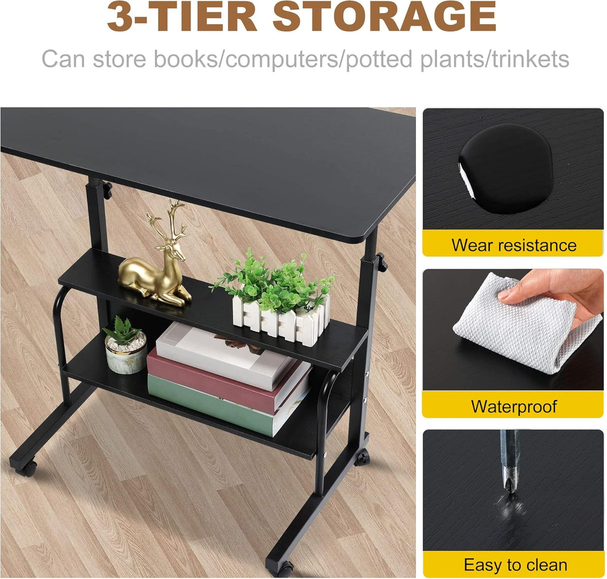 ARTYONG Computer Desk Home Office Desks Adjustable Laptop Desk for Small Spaces Portable Work Writing Study Desk Gaming Desk with Storage Size 31.5x15.7 inch