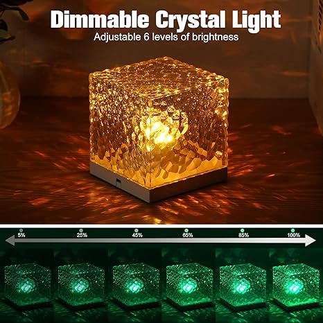 Crystal Touch Lamp: Modern Cube Night Light, 16 Colors, USB Rechargeable - Shop N Save