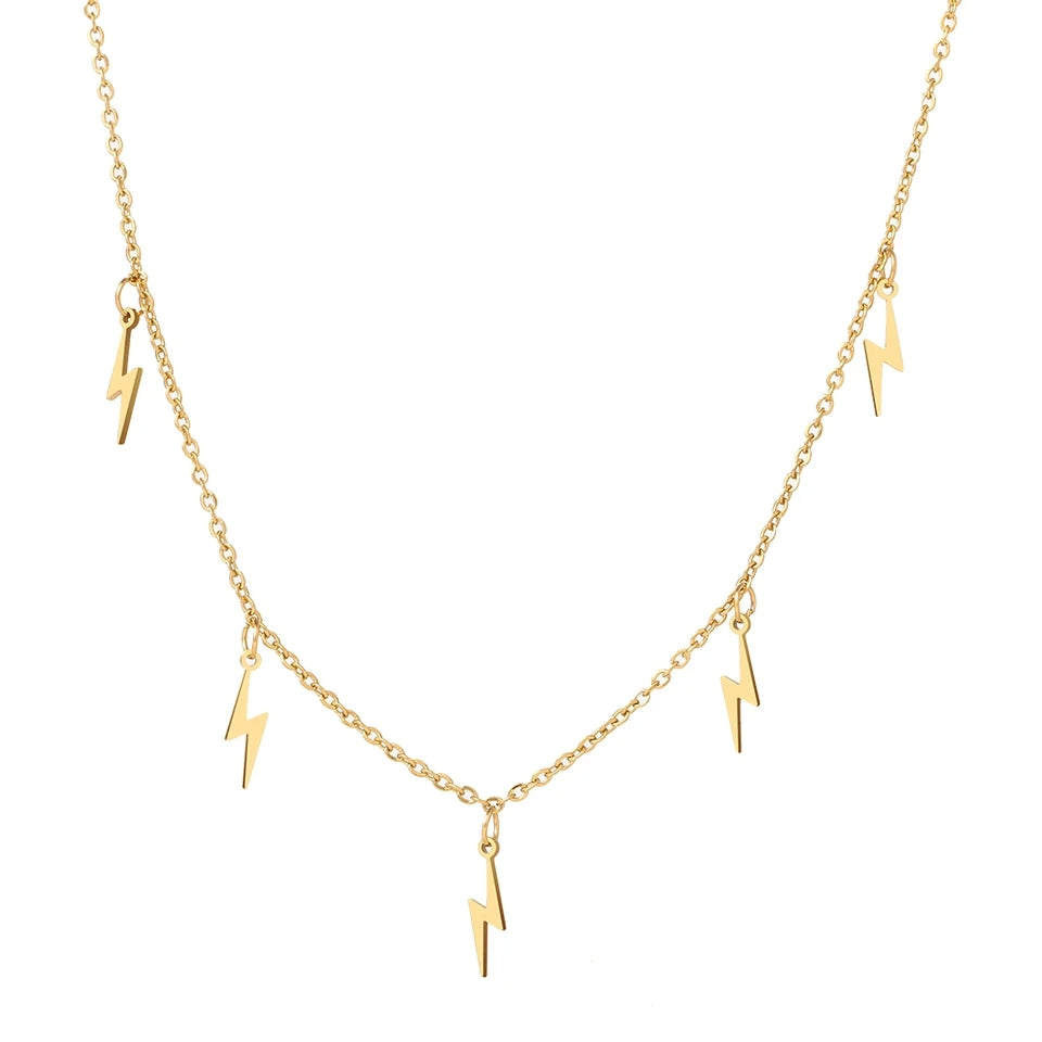 Stainless Steel Lightning Necklace - Gold Silver Multi-Accessory - Shop N Save