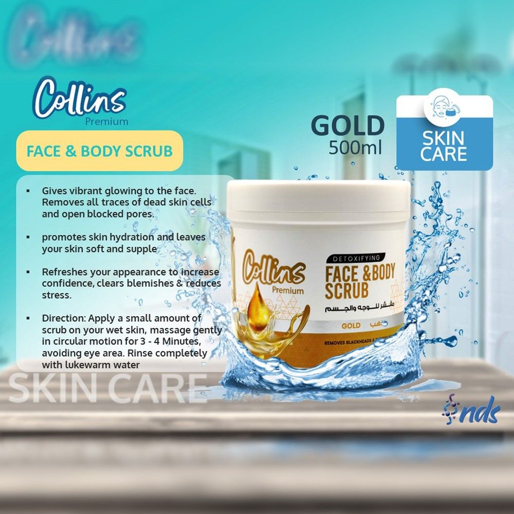 Collins Gold Scrub - 500ml, Gentle Exfoliation, Luminous Glow - Shop N Save