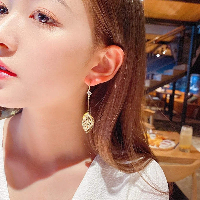 2023 Korean Tassel Earrings: Bohemian Gold Leaf Wedding Style - Shop N Save
