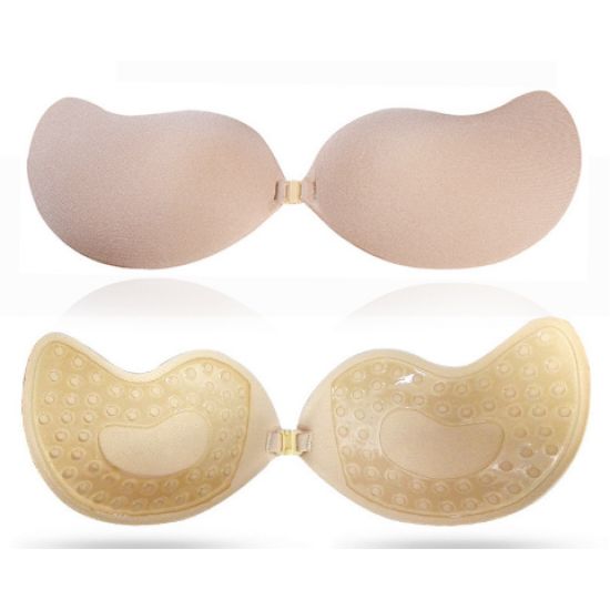 Push Up Backless Strapless Seamless Front Closure Silicone Bra - Skin