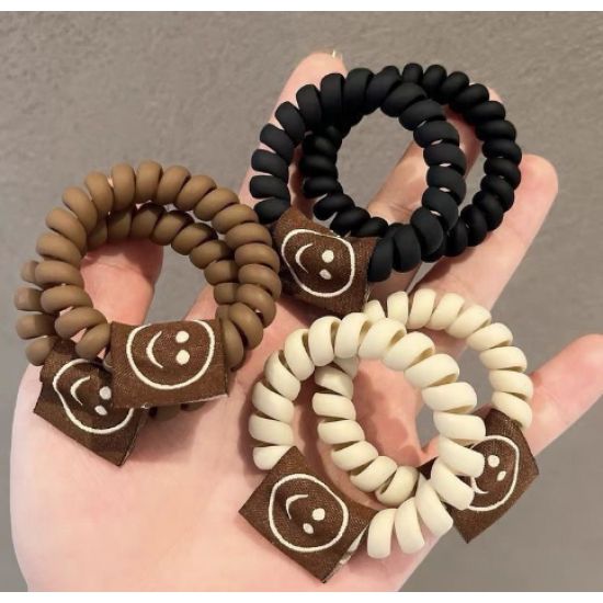 3 Pcs Frosted Color Telephone Elastic Hair Tie Multicolor