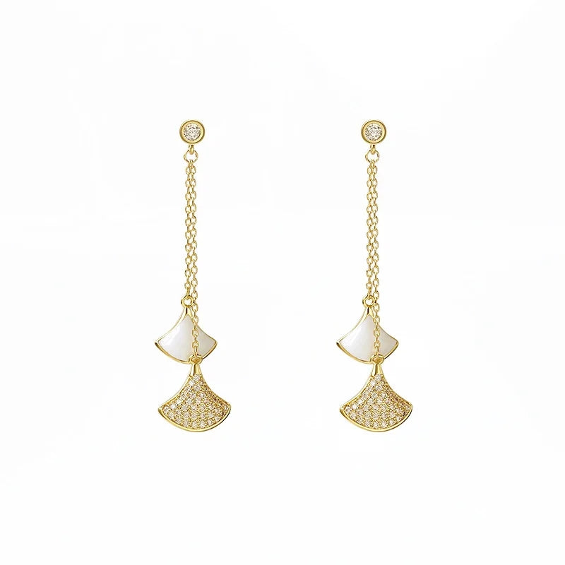 French-Inspired Tassel Earrings: Crystal Fan Design for Women - Shop N Save