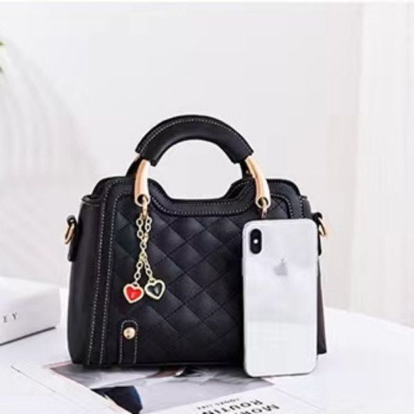 Stylish Geometric Handbag: Black, Zip Closure, Double Handles, Chic - Shop N Save