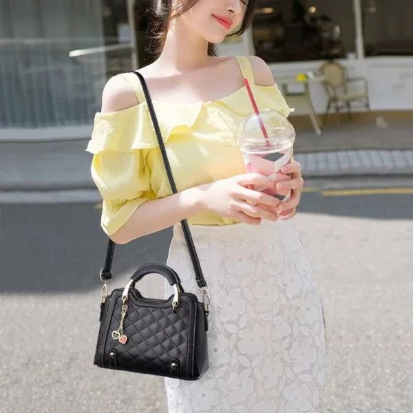 Stylish Geometric Handbag: Black, Zip Closure, Double Handles, Chic - Shop N Save