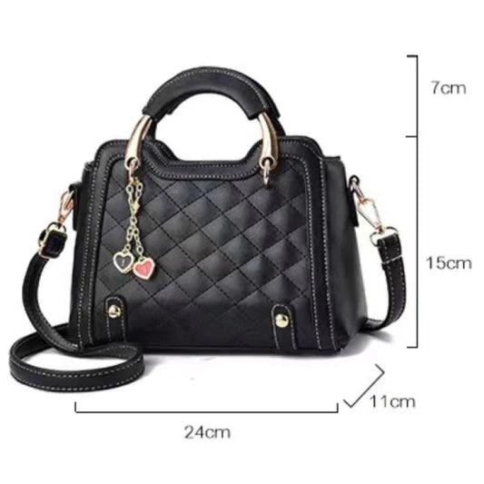 Ladies Fashion Quilted Design Handle Bag - Black - Shop N Save