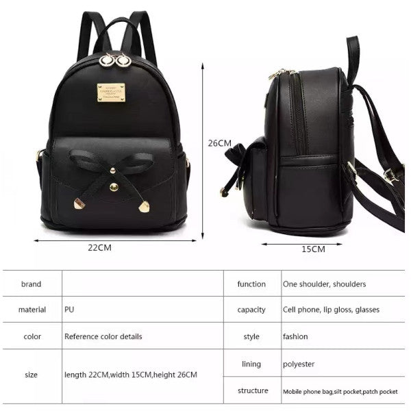 Stylish Black Bow Backpack Spacious with Multiple Compartments for Girls - Shop N Save