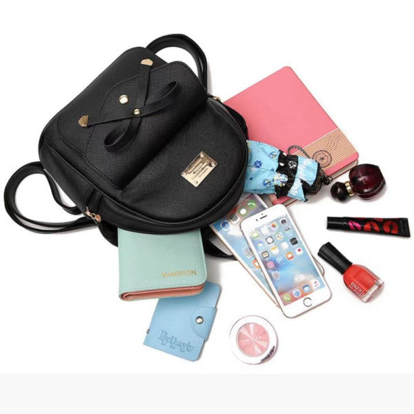 Stylish Black Bow Backpack Spacious with Multiple Compartments for Girls - Shop N Save