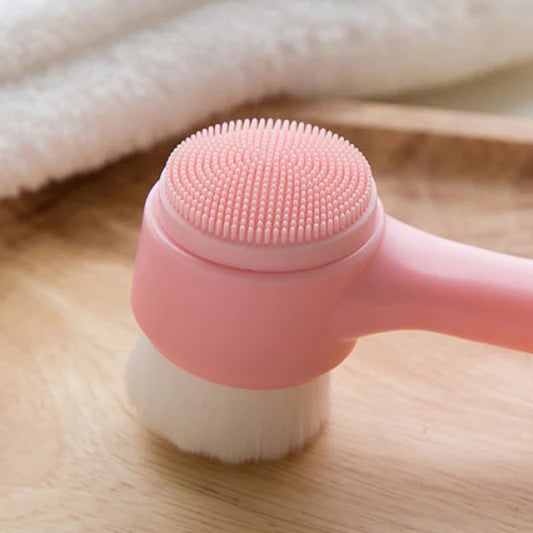 Double Sided Face Clean Wash Brush - White Pink - Shop N Save