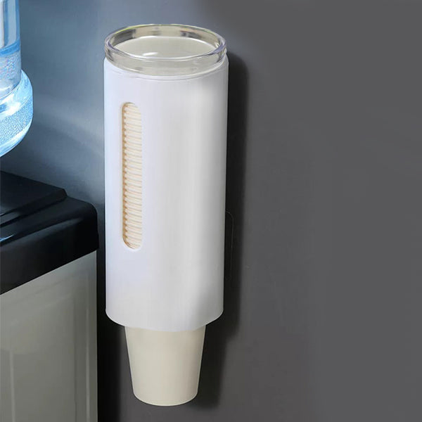 Premium White Paper Cup Dispenser Easy Adhesive Installation Durable PVC Material Ideal for Any Space Storage and Living Solution - Shop N Save