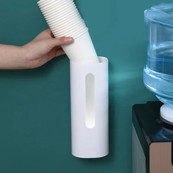 Premium White Paper Cup Dispenser Easy Adhesive Installation Durable PVC Material Ideal for Any Space Storage and Living Solution - Shop N Save