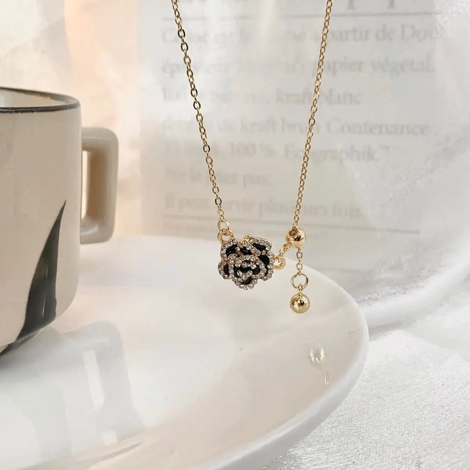 Micro Zircon Black Rose Necklace: Luxury Choker in Korean Style for Women - Shop N Save