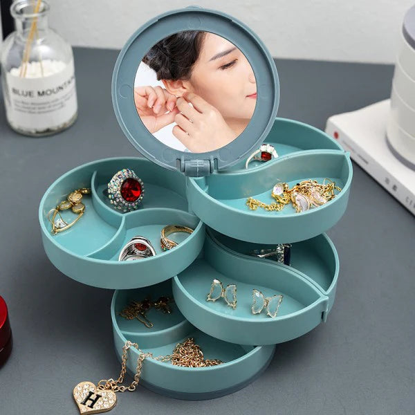 Multi Layer Rotating Jewellery Storage Box - Blue - Shop N Save