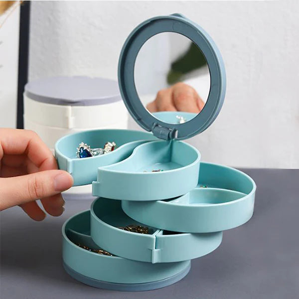 Multi Layer Rotating Jewellery Storage Box - Blue - Shop N Save