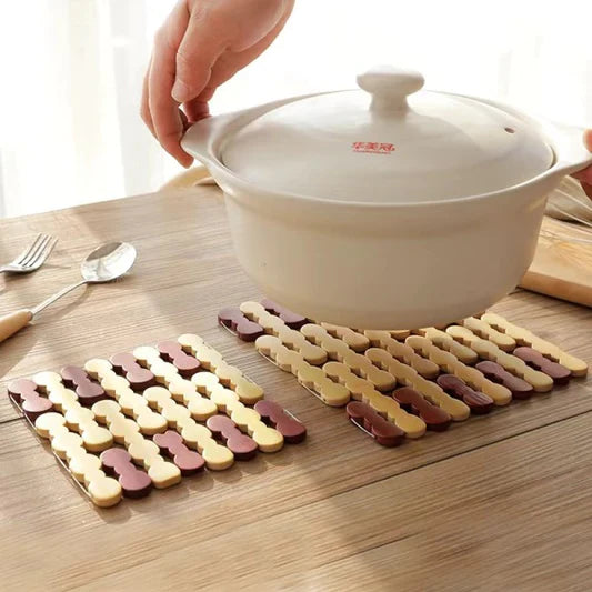 3 Pcs Kitchen Durable Bamboo Insulation Pad Set - Beige - Shop N Save