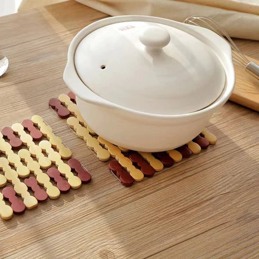 3 Pcs Kitchen Durable Bamboo Insulation Pad Set - Beige - Shop N Save