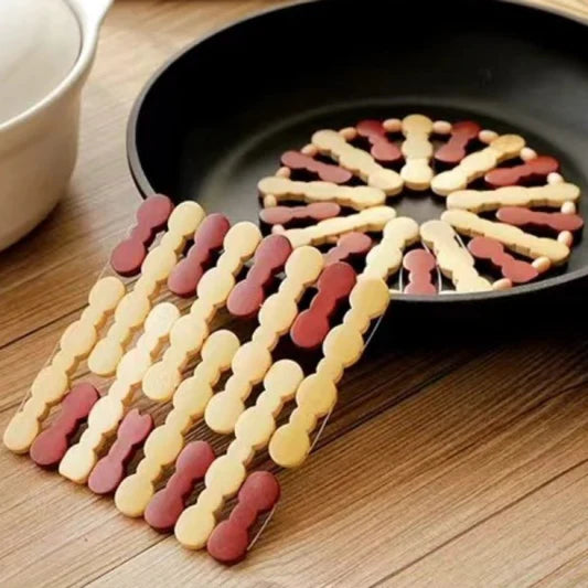 3 Pcs Kitchen Durable Bamboo Insulation Pad Set - Beige - Shop N Save