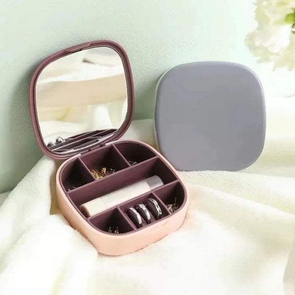 Mini Jewelry Organizer Storage Box With Mirror - Pink - Shop N Save