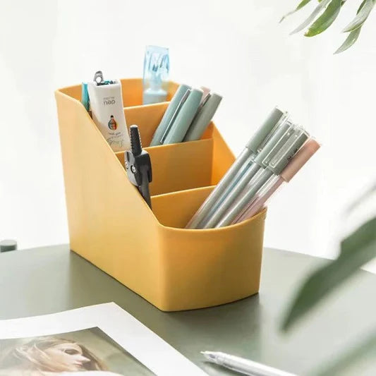 4 Grid Multifunctional Desktop Storage Box Holder - Yellow - Shop N Save