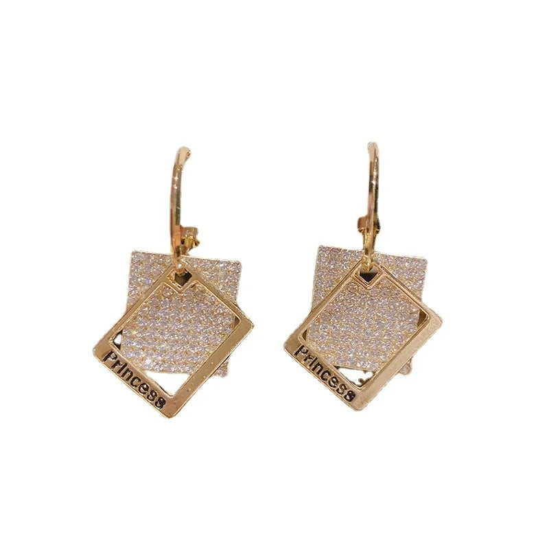 Irregular Square Dangle Earrings: Gold Color, Elegant Fashion Jewelry - Shop N Save