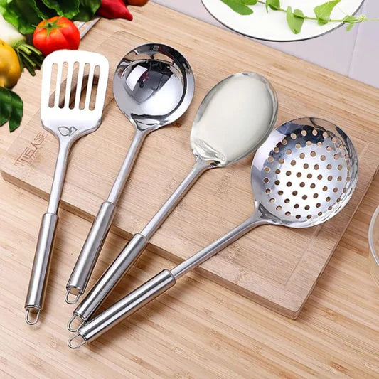 4 Pieces Stainless Steel Kitchen Utensil Spatula Set - Silver - Shop N Save