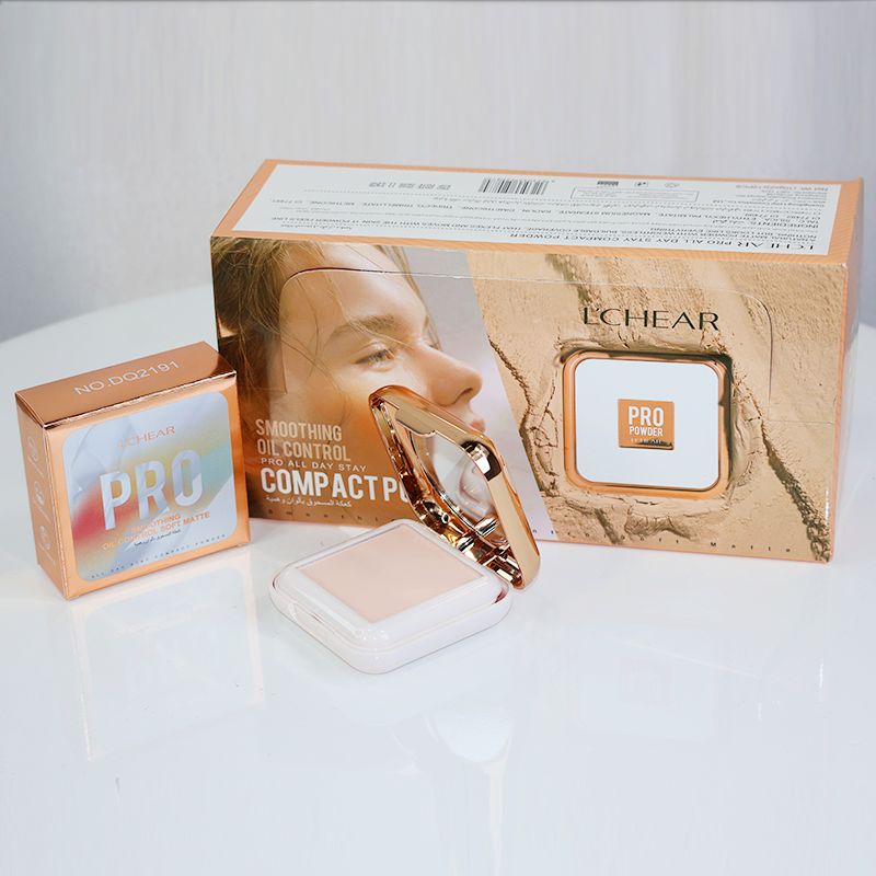 1 Pcs L'chear Smoothing Oil Control Pro All Day Stay Compact Face Powder - Matte -Glitter Bashful 1171 & Tissue Pink 1163 (1)