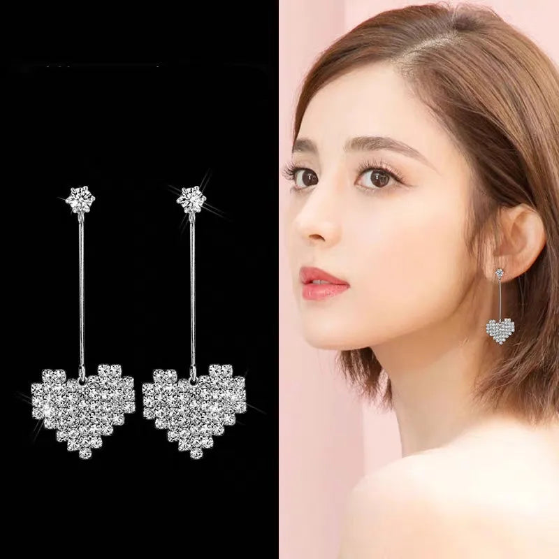 Heart Stud Earrings Set: Cubic Zirconia, Wedding Jewelry